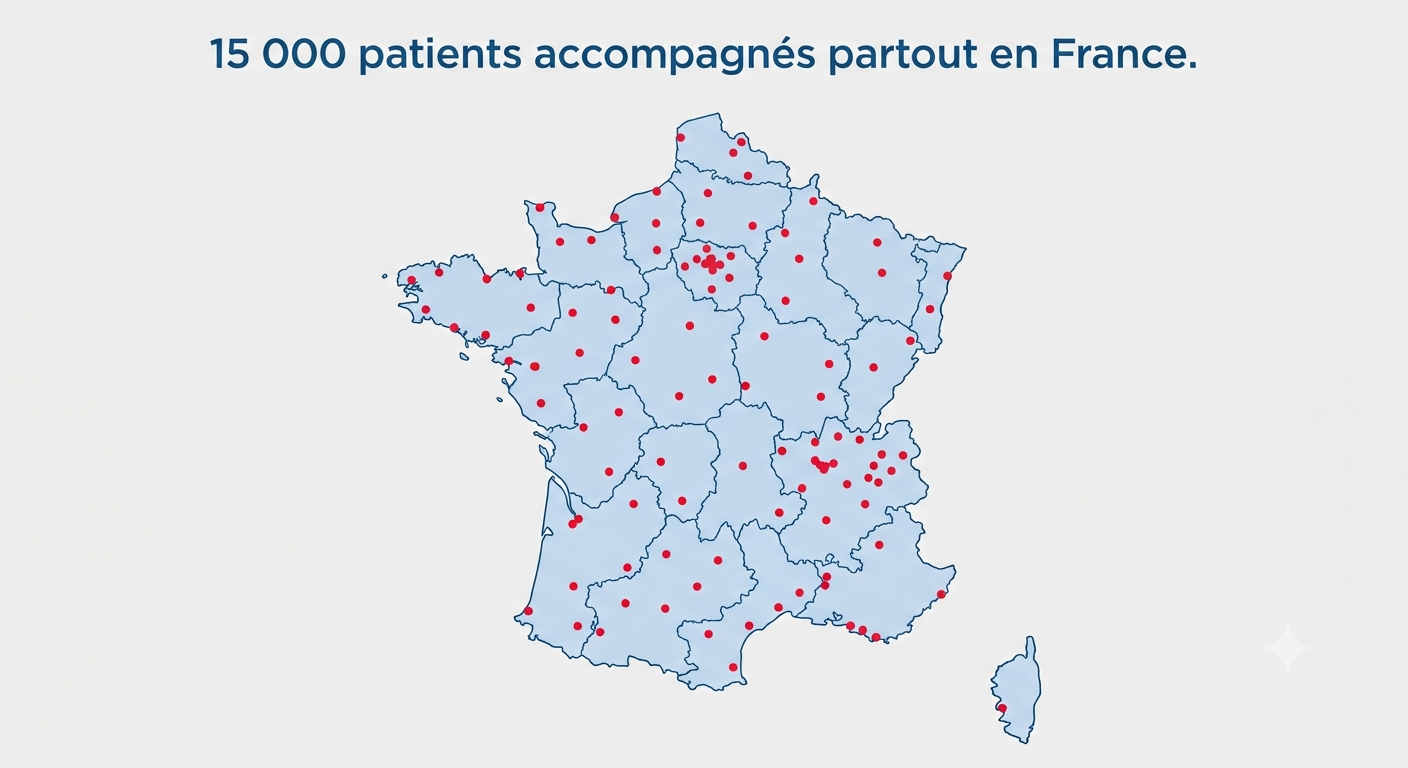 Carte de France illustrant la couverture nationale des patients accompagnés par Sleepizzzy
